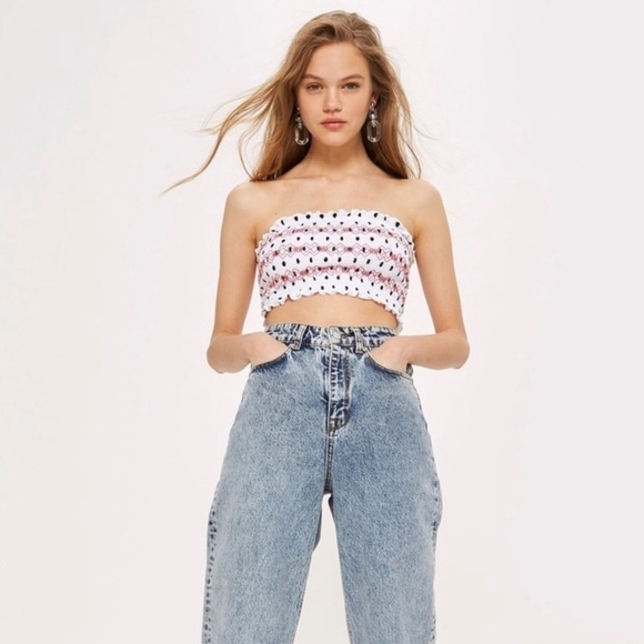 Topshop Tops - TopShop‎ Spot Shirred Bandeau Size 8 Tube Top